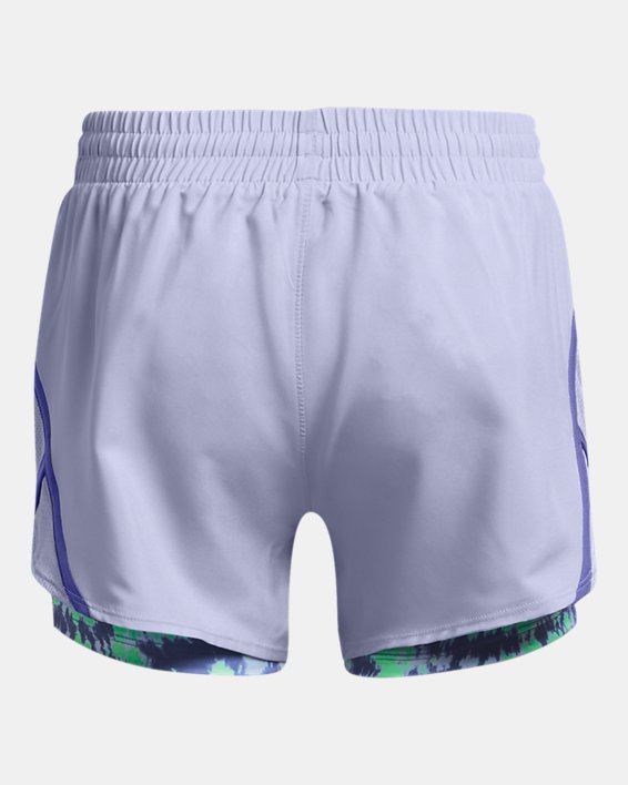 Girls' UA Fly-By 2-in-1 Shorts in Purple image number 1